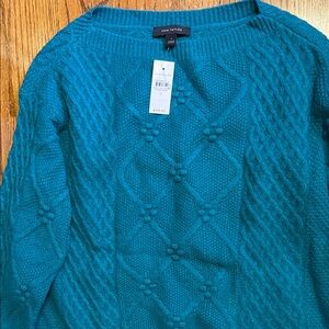 Ann Taylor Turquoise Cable Knit Sweater